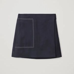 COS Navy Miniskirt with White Stitch Pocket Detail 0